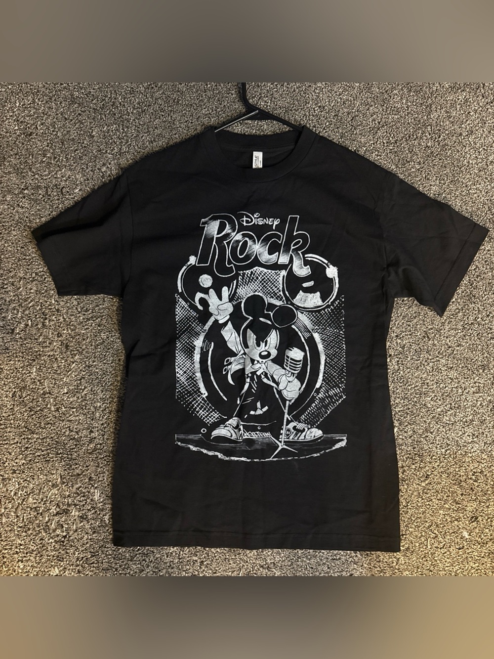 Custom Unbranded Mickey Rock Print Tee T-shirt (M) Medium Black Parody